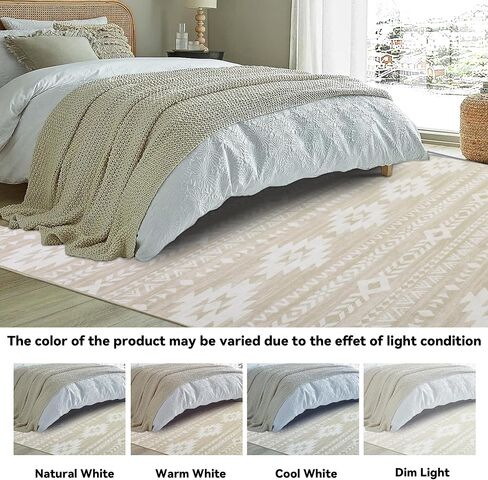HOMBYS 8x10 ft Farmhouse Moroccan Area Rug for Living Room Bedroom, Large Boho Floor Carpet for Indoor Office Dining Room, Rustic Tribal Accent Home Deco Non-Shedding, Khaki, Machine Washable in Saudi Arabia
