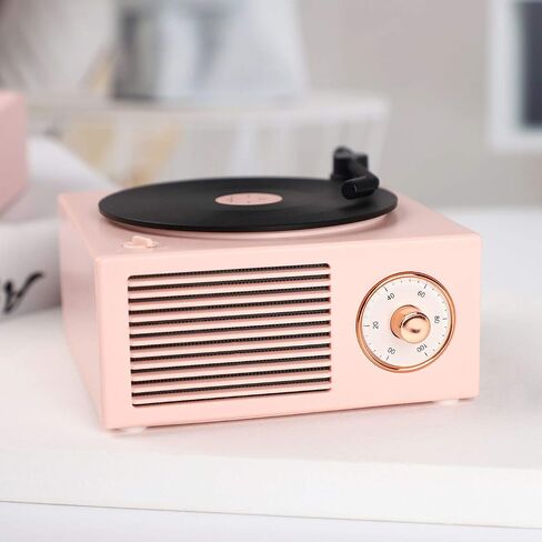 Old Fashioned Classic Style Bluetooth Speaker Cute Blue Look Creative Vinyl Record Player Gift for Girls Bass Enhancement Loud Volume Black Glue Speaker by Benzama in Saudi Arabia