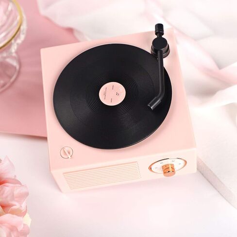 Old Fashioned Classic Style Bluetooth Speaker Cute Blue Look Creative Vinyl Record Player Gift for Girls Bass Enhancement Loud Volume Black Glue Speaker by Benzama in Saudi Arabia