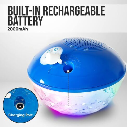 PyleUsa Floating Pool Speaker w/Lights Show, Waterproof Bluetooth Speaker, IP68, Crystal Clear Sound Quality, Surround Stereo Sound, Wireless 50 ft Range, for Shower, Hot Tub, Beach, Travel (Black) in Saudi Arabia
