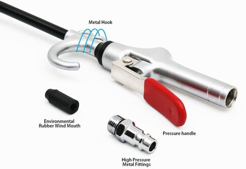 مسدس نفخ الهواء، مسدس نفخ فوهة الهواء Nanhong، مع فوهة تدفق هواء بتصميم حماية مطاطية من الألومنيوم تتكيف مع ملحقات ضاغط الهواء، أداة نفخ الغبار (قياسية) in Kuwait