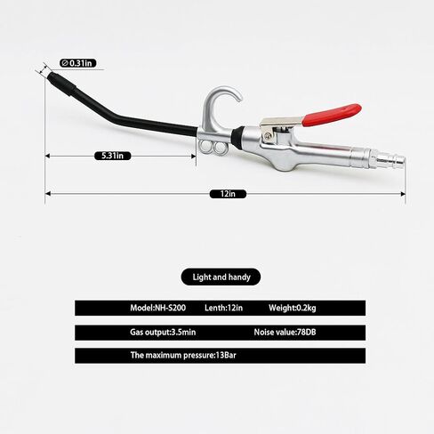 مسدس نفخ الهواء، مسدس نفخ فوهة الهواء Nanhong، مع فوهة تدفق هواء بتصميم حماية مطاطية من الألومنيوم تتكيف مع ملحقات ضاغط الهواء، أداة نفخ الغبار (قياسية) in Kuwait