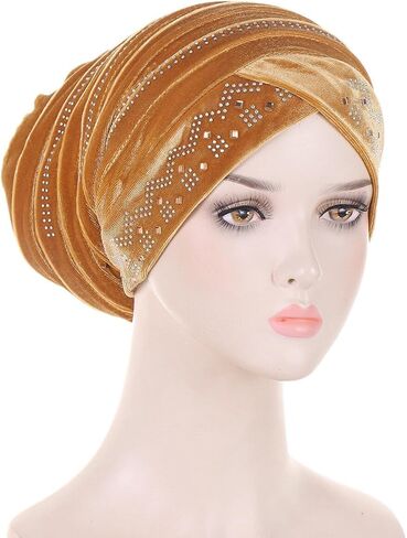 Rhinestone Hijab Turban Hats for Women Beanies Bandana Headwrap Cap Beanies Headwear Headscarf Undercap Turban Hat in Kuwait