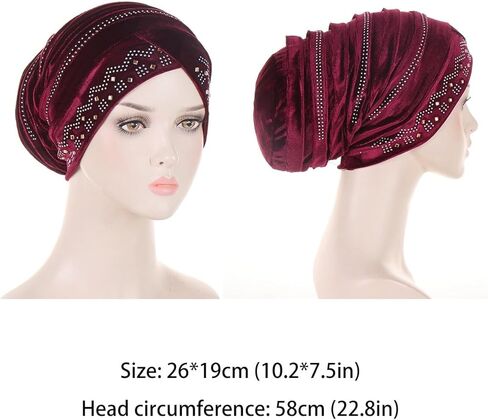 Rhinestone Hijab Turban Hats for Women Beanies Bandana Headwrap Cap Beanies Headwear Headscarf Undercap Turban Hat in Kuwait