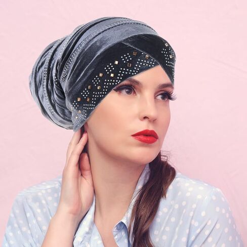 Rhinestone Hijab Turban Hats for Women Beanies Bandana Headwrap Cap Beanies Headwear Headscarf Undercap Turban Hat in Kuwait