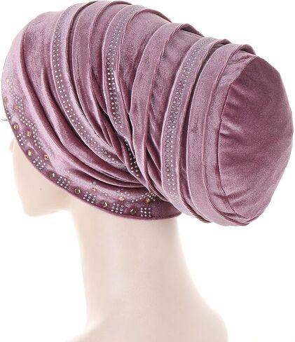 Rhinestone Hijab Turban Hats for Women Beanies Bandana Headwrap Cap Beanies Headwear Headscarf Undercap Turban Hat in Kuwait