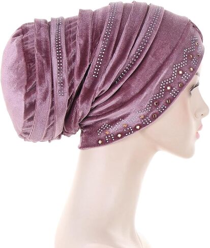 Rhinestone Hijab Turban Hats for Women Beanies Bandana Headwrap Cap Beanies Headwear Headscarf Undercap Turban Hat in Kuwait