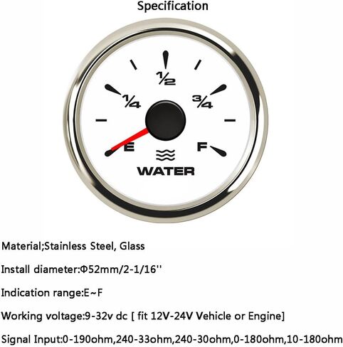 Water Level Gauge Fuel Level Gauge RV Truck Water Tank Gauge Bundle Truck Fuel Gauge for Boat Car Truck Vehicles Marine 0-190ohm 240-33ohm 240-30ohm 0-180ohm 10-180ohm in Saudi Arabia