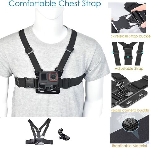 Fotoleey Camera Bicycle Mount Kit Bicycle Mount Chest Strap Mount+ Handlebar Mount for GoPro Hero 12, Hero 11, Hero 10, Ace Pro, Ace in Kuwait