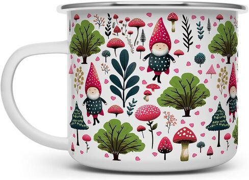Woodland Valentine Hearts Gnome Cottagecore Cozy Hygge Campfire Coffee Tea Hot Chocolate Mug, Mushroom Nature Camping Cup (16oz) in Saudi Arabia