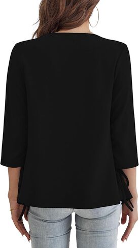 Women's Lightweight Cardigans Waterfall Collar Solid Textured 3/4 Sleeve Tie Cuffs Summer Cardigan for Women (S-XL) in Saudi Arabia