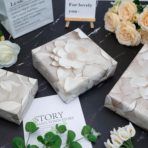 Dtiafu White Wedding Wrapping Pure and Honest Flowers Designs for Women Girls Bridal Mothers Day Birthday Holiday Thanksgiving - 20 x 28 Inch Per Sheet (6 Sheet) in Kuwait