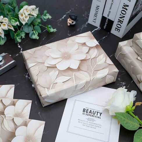 Dtiafu White Wedding Wrapping Pure and Honest Flowers Designs for Women Girls Bridal Mothers Day Birthday Holiday Thanksgiving - 20 x 28 Inch Per Sheet (6 Sheet) in Kuwait