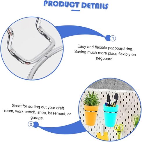 SOLUSTRE 6pcs Orifice Round Hook Metal Pegboard Metal Cup Holder Metal Hangers Pegboard Accessories Pegboard Ring Tool Holder Peg Hooks Garage Organization Hook Peg Board Jar Holder Metal in Kuwait