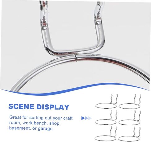 SOLUSTRE 6pcs Orifice Round Hook Metal Pegboard Metal Cup Holder Metal Hangers Pegboard Accessories Pegboard Ring Tool Holder Peg Hooks Garage Organization Hook Peg Board Jar Holder Metal in Kuwait