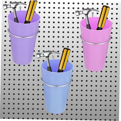 SOLUSTRE 6pcs Orifice Round Hook Metal Pegboard Metal Cup Holder Metal Hangers Pegboard Accessories Pegboard Ring Tool Holder Peg Hooks Garage Organization Hook Peg Board Jar Holder Metal in Kuwait