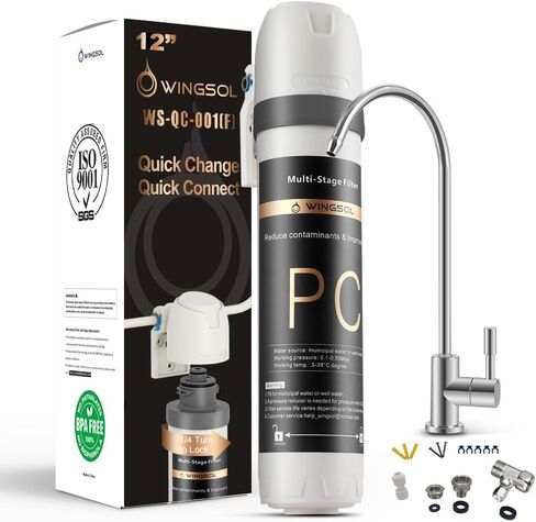 Under Sink Water Filter with Faucet, Water Filter for Sink Anti-Clogged Reduces Chlorine, Heavy Metals, Sediment, Bad Taste, NSF/ANSI 42 & 53, 8K Gallons, Easy Installation Sink Water Filter in Saudi Arabia