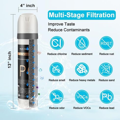 Under Sink Water Filter with Faucet, Water Filter for Sink Anti-Clogged Reduces Chlorine, Heavy Metals, Sediment, Bad Taste, NSF/ANSI 42 & 53, 8K Gallons, Easy Installation Sink Water Filter in Saudi Arabia