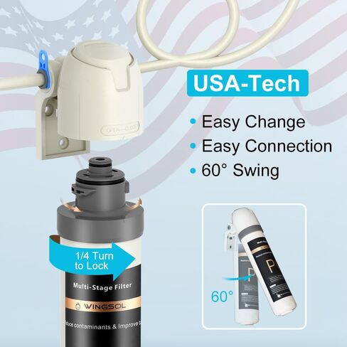 Under Sink Water Filter with Faucet, Water Filter for Sink Anti-Clogged Reduces Chlorine, Heavy Metals, Sediment, Bad Taste, NSF/ANSI 42 & 53, 8K Gallons, Easy Installation Sink Water Filter in Saudi Arabia
