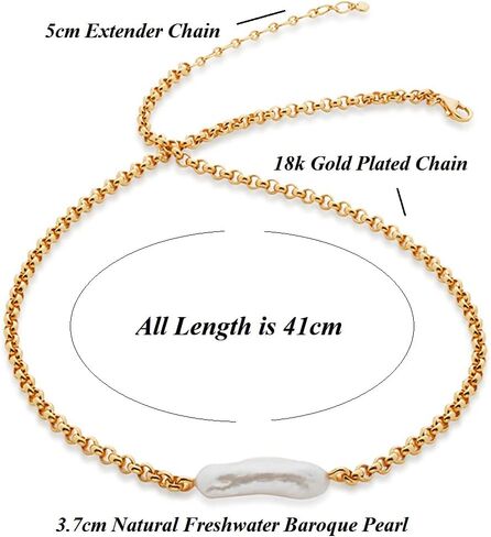 غير النظامية اللؤلؤ قلادة قلادة لؤلؤة واحدة 18K مطلية بالذهب حساسة خمر Y2k المختنق قلادة مجوهرات للنساء الفتيات in Kuwait