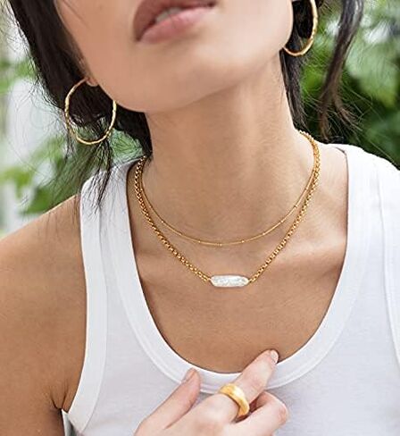 غير النظامية اللؤلؤ قلادة قلادة لؤلؤة واحدة 18K مطلية بالذهب حساسة خمر Y2k المختنق قلادة مجوهرات للنساء الفتيات in Kuwait