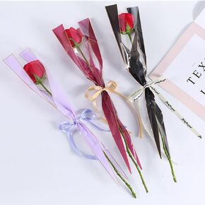 OUKEYI 150 Counts /3 Colors Flower Wrapping Paper Single Rose Packaging Bag,Florist Bouquet Supplies,Waterproof Floral Wrapping Paper 17.7 * 5 * 1.6Inch