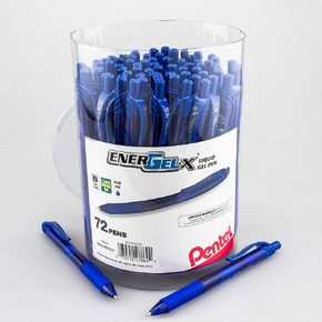 Pentel EnerGel-X Retractable Gel Pen, (0.7mm) Med. Line, Black Ink, 72-PK Canister (BL107PC72A)