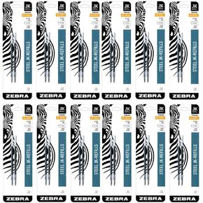 Zebra JK-Refll G301 Retractable Gel Pen Refills, 0.7mm, Medium Point, Black Ink (12)