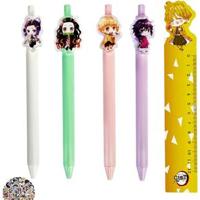 Gel Pen Demon Slayer Cartoon Animal Pens Color Plastic Ruler Straight Ruler Demon Slayer Stickers for fans Gifts 30 pcs