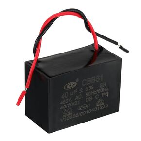PATIKIL CBB61 Ceiling Fan Capacitor, 1Pcs 40uF 450V AC 50/60HZ with 2 Wires for Air Conditioner Fan Motor Star Run Capacitors 65 x 45 x 45mm