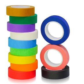 Paper Tape Colored Set, Painter Masking Tape 3/4 Inch, Crafts Tape Colorful 12 Rolls X 15 Yards，Rainbow Color Thick Bulk for Kids Classroom Arts Activity, Wall, Book Drafting, Labelling, Packing