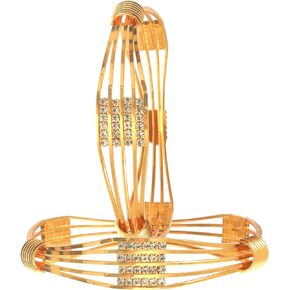 JewarHaat Indian Bangles 2 Piece Ad Cz Multi-Stones Silver Gold Plated Two Ton Bracelet Jewelry For Women & Girls