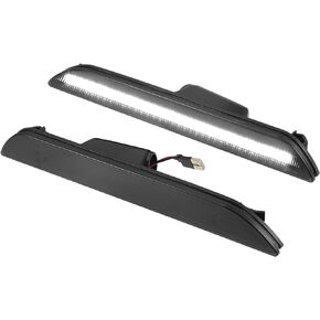 LED Side Marker Light FR3Z-15A201-A Rear Turn Signal Lights Fender Sidemarker Lamps for Ford for Mustang V6 Black Lens White LED Light 1 Pair