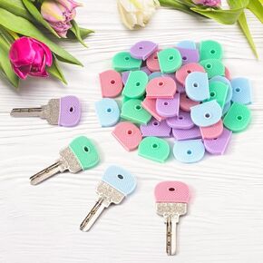 48Pcs Colorful Key Cover Caps for House Key,Key Color Identifiers Covers Cute, Plastic Key Tags Rings Markers 4 Colors for Standard Regular Thin Flat House Keys, Labels, Indexes and Stamps in Kuwait