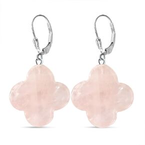 Four Leaf Clover Shape White Opalite Stone Drop Earrings,Geometric Simple Single Healing Stone Dangle Earrings,Natural Real Genuine Quartz Crystal Gemstone Earrings for Women (B03_Opalite Quartz)