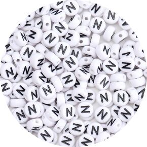 100Pcs Letter Beads 4x7mm White Round Acrylic Alphabet Beads Letter Math Symbols Beads for Jewelry Making DIY Bracelets Necklaces Key Chains
