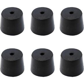 AnRui 6 Pack Rubber Stopper with Hole Black Tapered Lab Seal Rubber Stoppers 13mm to 17mm Test Tubes Bungs Plug for Industrial, Laboratory, Home Use