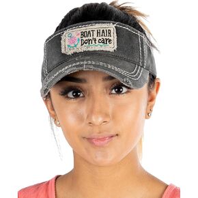 Funky Junque Womens Baseball Cap High Ponytail Bun Half Visor Adjustable Athletic Hat