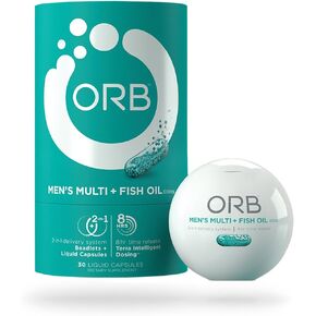 ORB Men’S MULTIVITAMIN + Fish Oil – A Complete Multi + Fish Oil |Heart Health Support, Antioxidant Support, Supports a Positive Mood, 21 Essential Vitamins – 30 Count