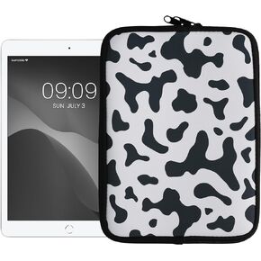 kwmobile Neoprene Pouch Compatible with 9,7"-11" Tablet - Sleeve with Zipper - Don't Touch My Pad White/Dark Blue