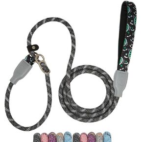 Slip Leads for Dogs, QIFBYFB 6 FT x 1/2" Dog Leash Strong Dog Slip Leash with Comfortable Handle for Dog Training Walking, No Pull Training Rope Leash for Small Medium Large Dog, Black