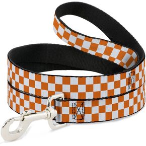 Dog Leash Checker White Tn Orange 6 Feet Long 1.0 Inch Wide