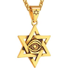 U7 Horus Necklaces for Men Women, Stainless Steel/Black/Gold Plated Ankh Cross Egyptian Symbol Jewelry, Eye of Horrus Pendant with 22 Inch Chain in Kuwait