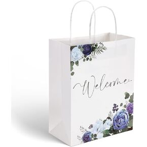 Chinco Wedding Bags, 24pcs Kraft Paper Gift Bags for Hotel Guests, White, Classic Design, Sturdy, Versatile Uses, Ideal for Wedding, Party Favors, Supplies