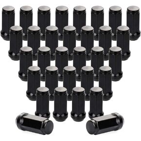 SCITOO 32PCS Black Lug Nuts Spline for 3/4" Socket Key Drive Gloss Close End, 51mm Tall, 14x1.5 Thread, Fits for 1979-2015 for Chevy/for Ford/for G-MC/for H-ummer/for Ram