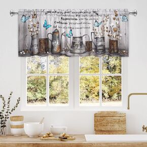ASPMIZ Farmhouse Swag Valances for Windows, Country Kitchen Swag Valance Rod Pocket, Small Topper Window Curtain for Kitchen/Bedroom/Living Room/Bathroom, 1 Panel, 60" x 36"