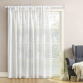 MRTREES Sheer Curtains Off White 100 x 84 inch Length Sheers Extra Wide Living Room Curtain Panels Sliding Glass Door Voile Window Treatment Bedroom Drapes Patio Door Rod Pocket 1 Panel