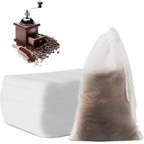 (200pcs, 4"x6") Cold Brew Coffee Bags Reusable Coffee Filters Bag with Drawstring Disposable Fine Mesh Brewing Drawstring Tea Coffee Ground Filter Bag for Travel Restaurant Home Office Coffee Bar Use
