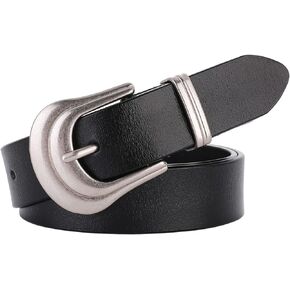 ALAIX Women's Belt Western Belts Silver Gold Buckle Black Leather Belt Black and Gold Belt Pants Jeans Belts for Women