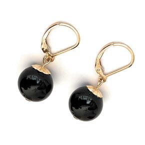 Black Onyx Earrings 14K Gold Filled Leverbacks for Women Handmade in USA